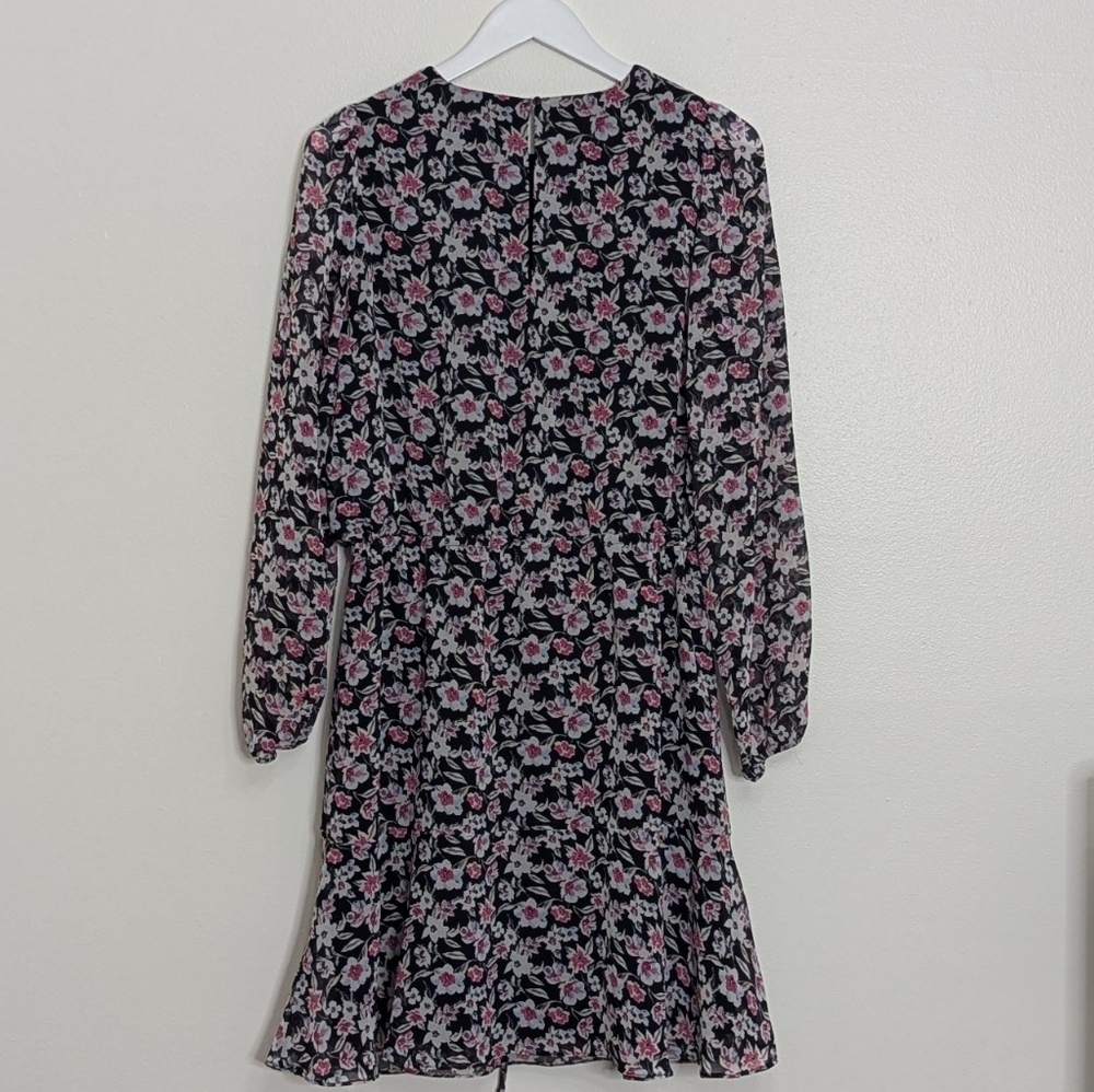 Banana Republic Dress Large Floral Blue Dress Fit And Flare - Picture 9 of 9